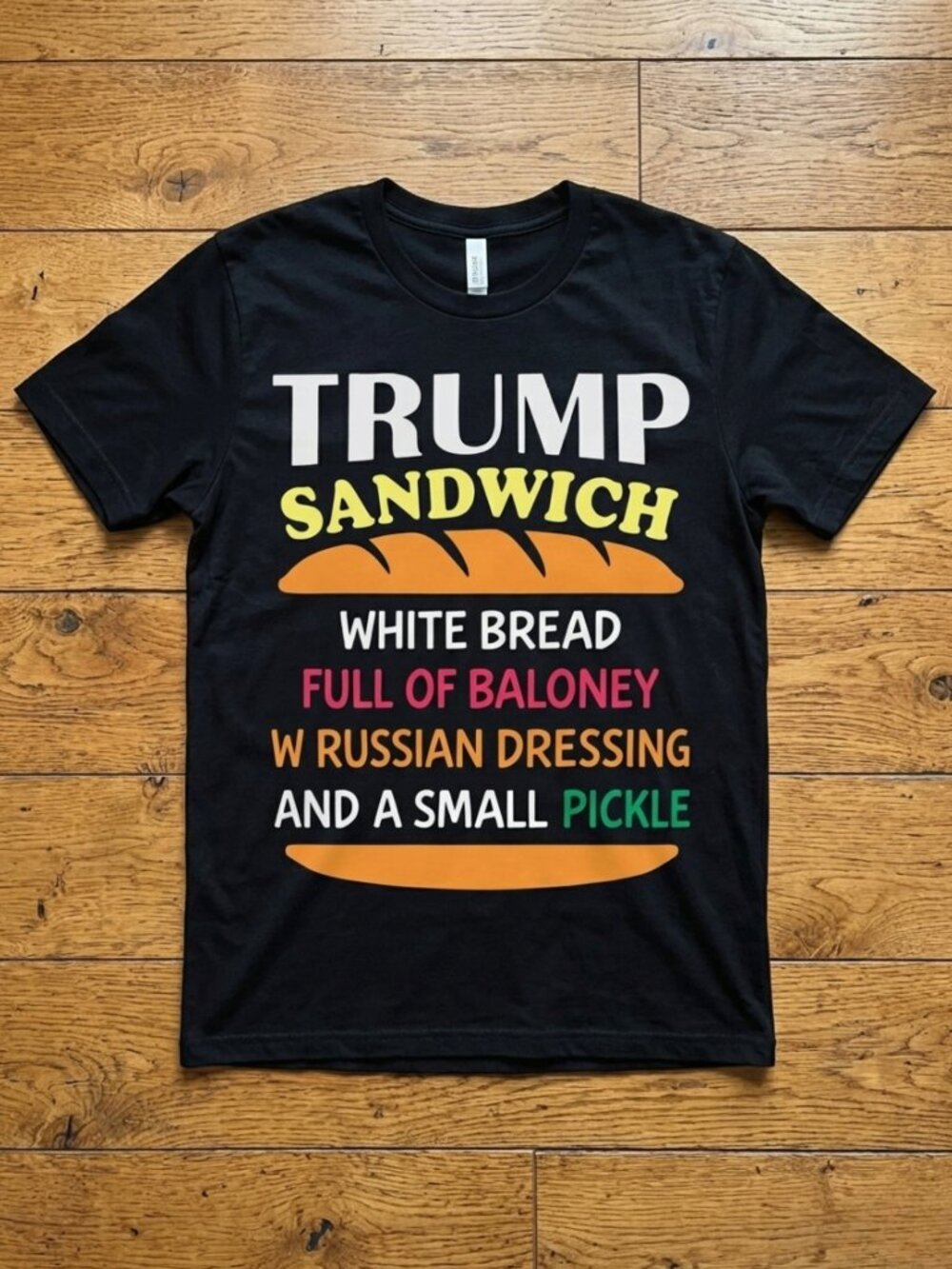 Funny Trump Sandwich Meme Tee Political Humor Graphic Shirt Black Y2K